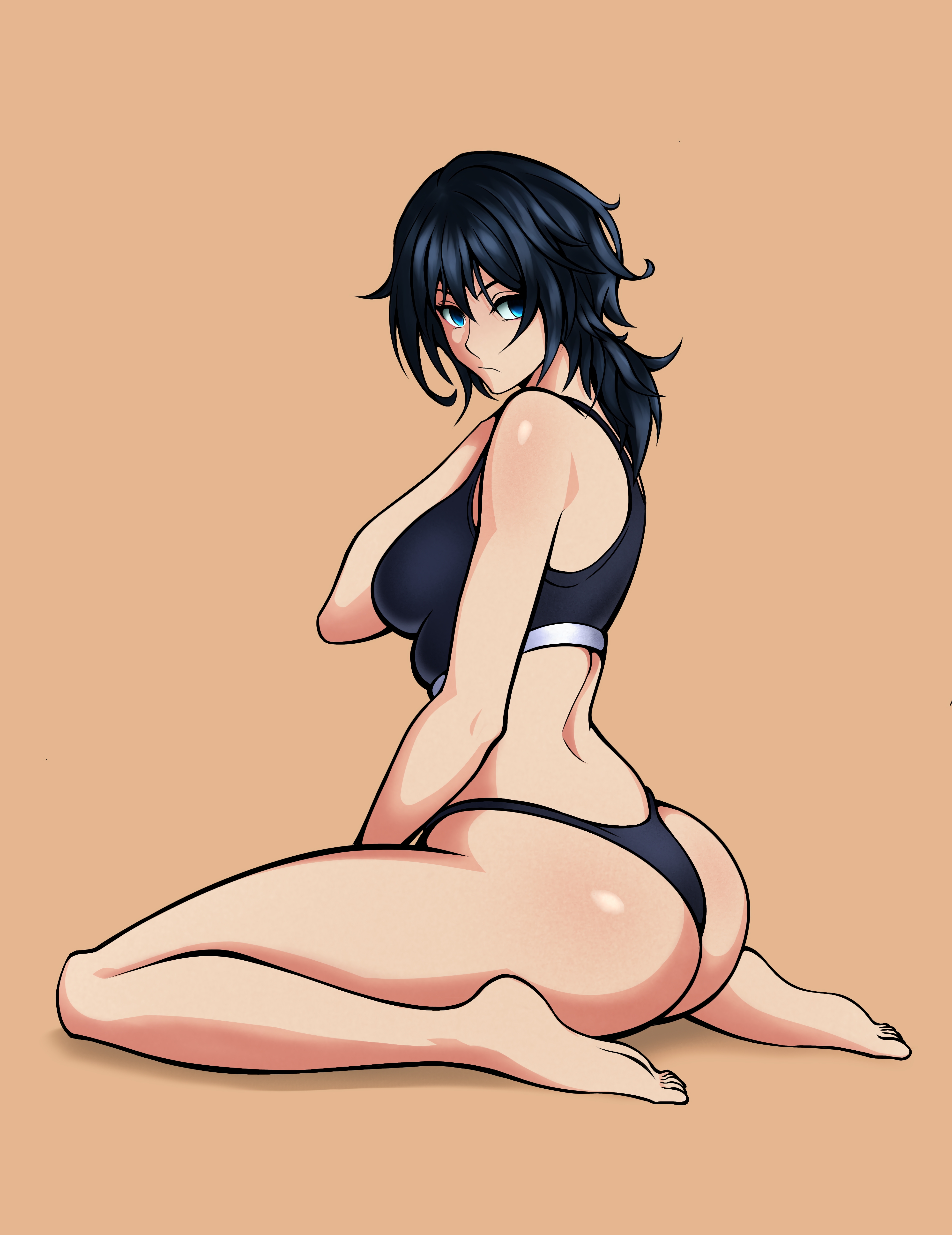 1girls, ass, big ass, demon slayer, female, focus on ass, genderswap, kimetsu no yaiba, lingerie, rule 63, solo female, tomioka giyuu, vmax