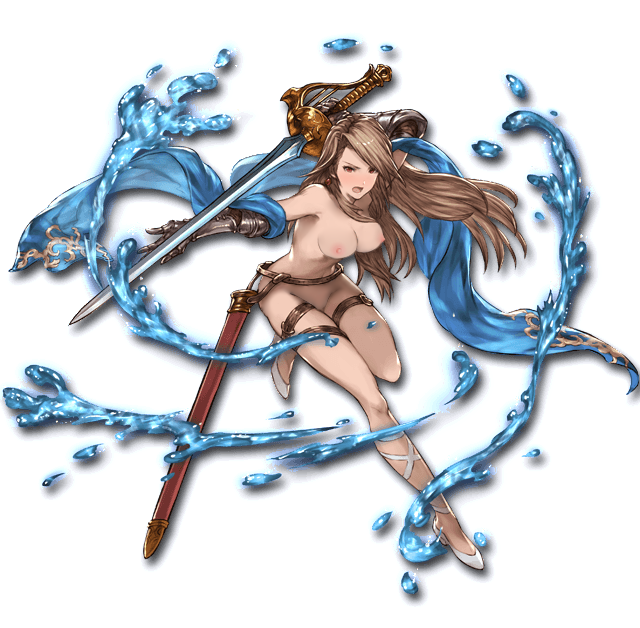 >:o 1girls armor belt bikini breast_hold breasts brown_hair buckle cleavage collage cross-laced_clothes cygames earrings edit female female_only fighting_stance full_body gauntlets granblue_fantasy grey_hair high_heels hips holding holding_weapon jewelry katalina_aryze leg_lift legs legs_crossed light_smile long_hair long_legs looking_at_viewer minaba_hideo multiple_views nipple official_art over_shoulder red_eyes scabbard shawl shoes simple_background smile solo standing sword thigh_strap transparent_background water weapon weapon_over_shoulder