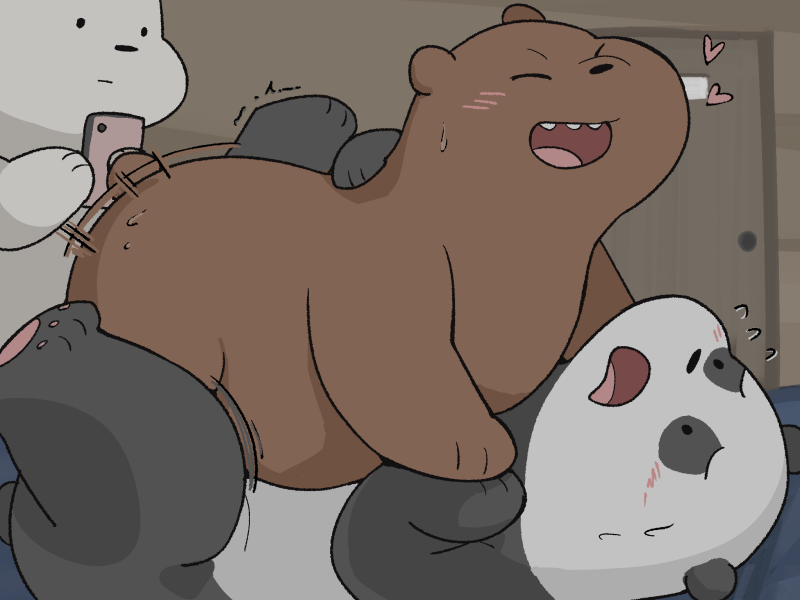 bear blush cartoon_network cellphone gay gay_sex grizzly_(character) grizzly_bear heart ice_bear male mammal panda panda_(character) phone polar_bear sex sweat teeth we_bare_bears yaoi yatosuke