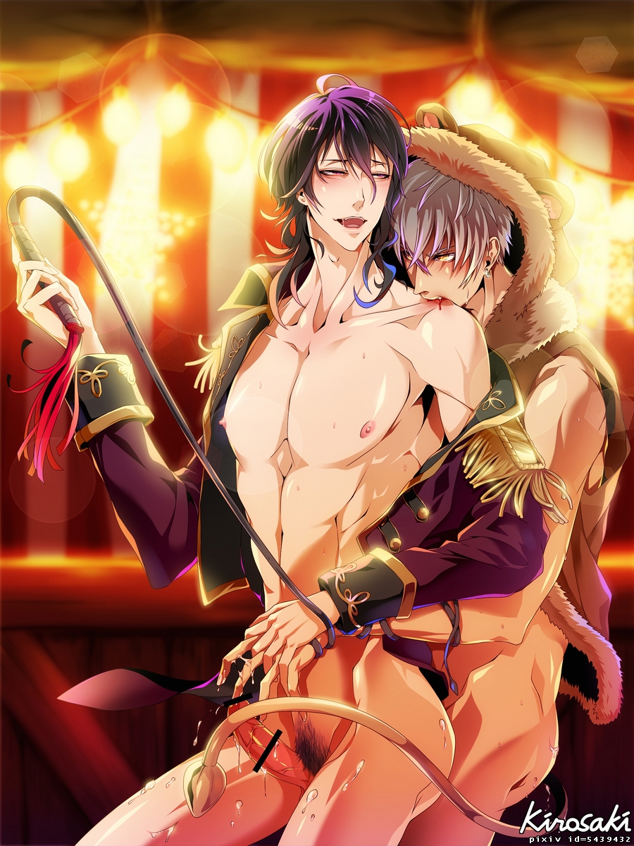 2boys anal biting blood cum ensemble_stars! gay male_only multiple_boys nude ogami_koga penis sakuma_rei_(ensemble_stars!) undressing whip yaoi