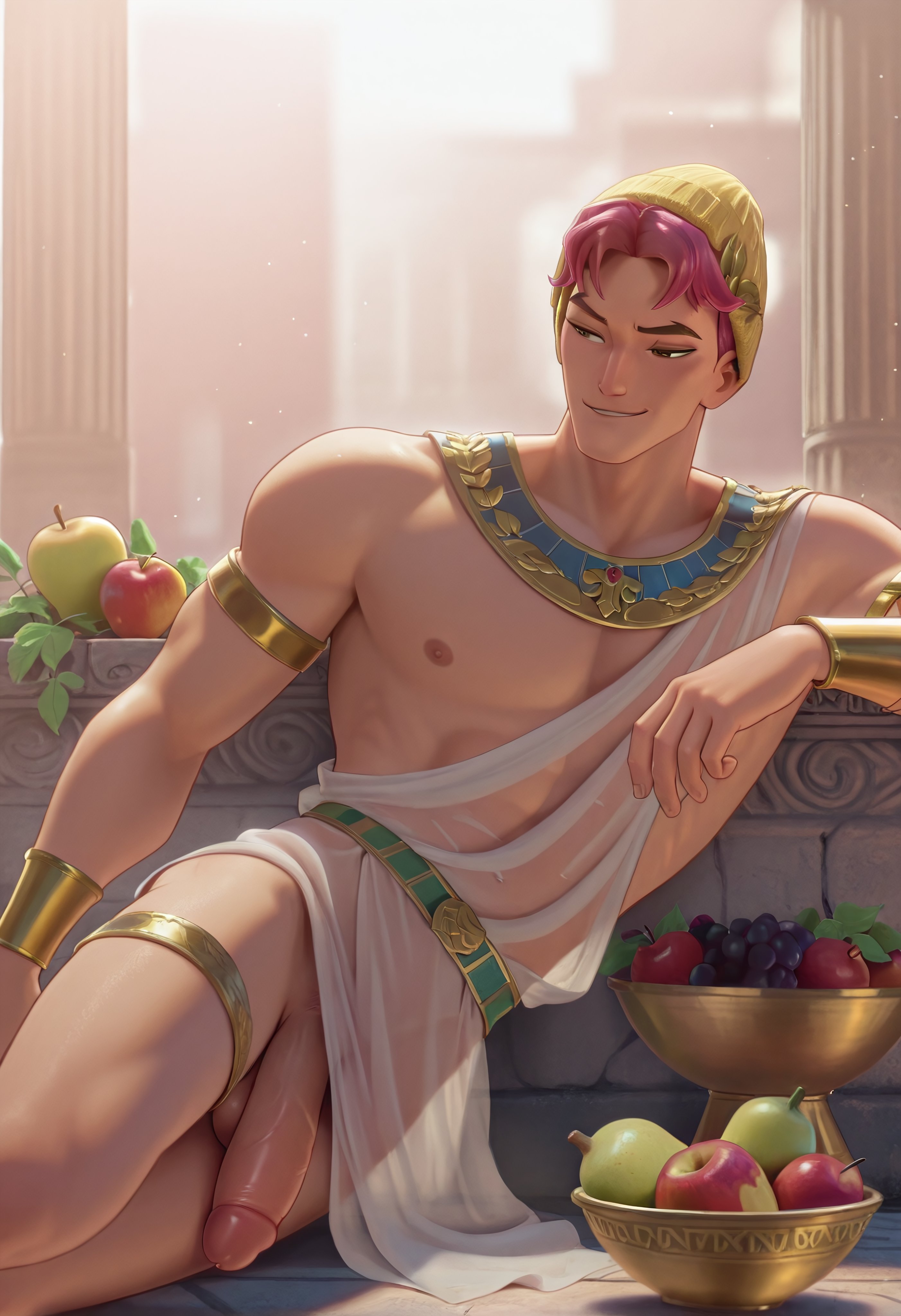 1boy, abby (kpop demon hunters), ai generated, bara, kpop demon hunters, male, male only, penis, solo, yaoi