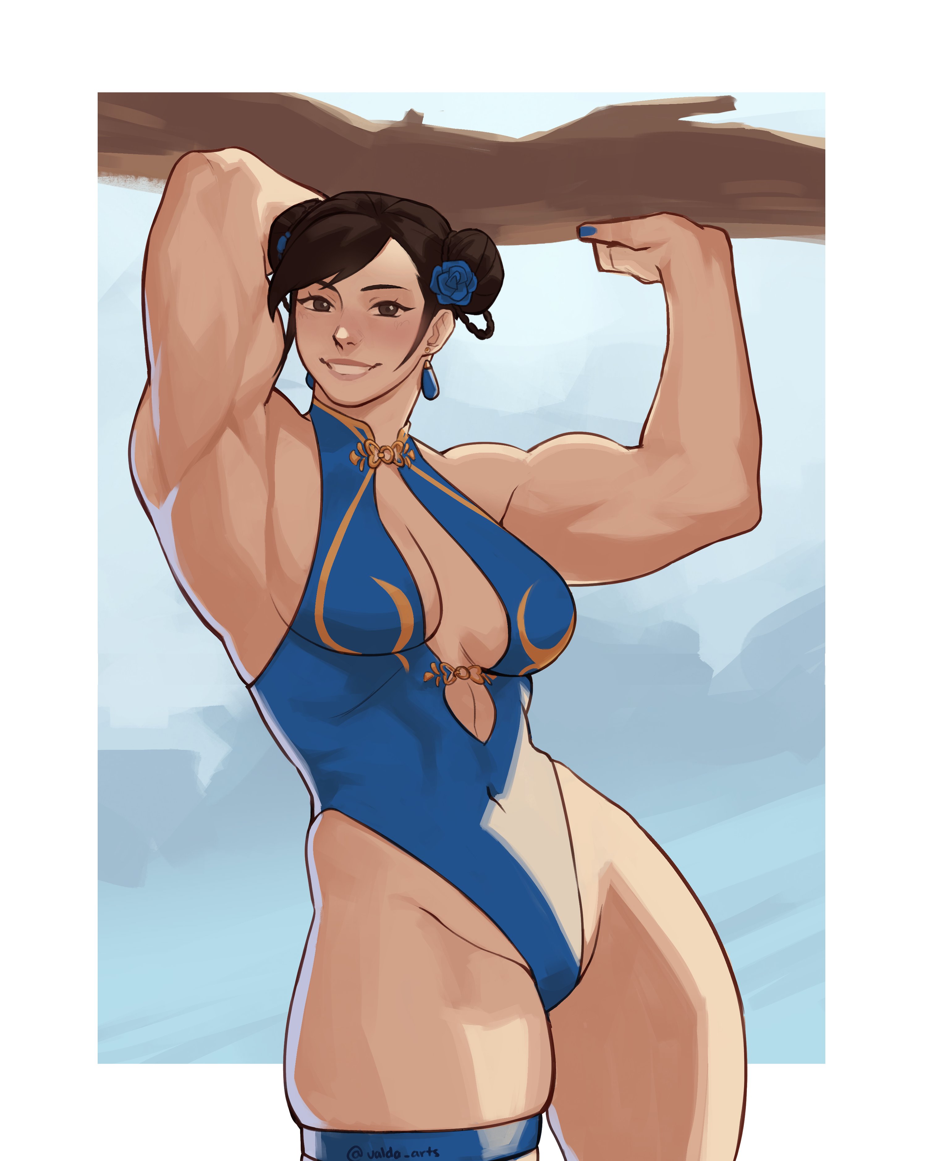 1girls, asian, asian female, breasts, brown hair, brunette female, brunette hair, brunette-haired female, capcom, chun-li, female, female focus, female only, muscles, muscular, muscular arms, muscular female, solo, solo female, solo focus, street fighter, tagme, thick thighs, thighs, valda arts