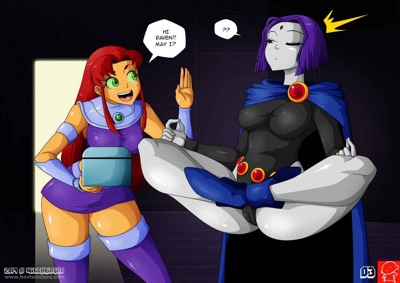 2014, 2girls, clothing, comic, cross-legged, crossed legs, dc, dc comics, english text, female, floating, human, lotus position, magic, meditating, meditation, page 3, rachel roth, raven (dc), smooth skin, starfire, teen titans, thick thighs, witchking00