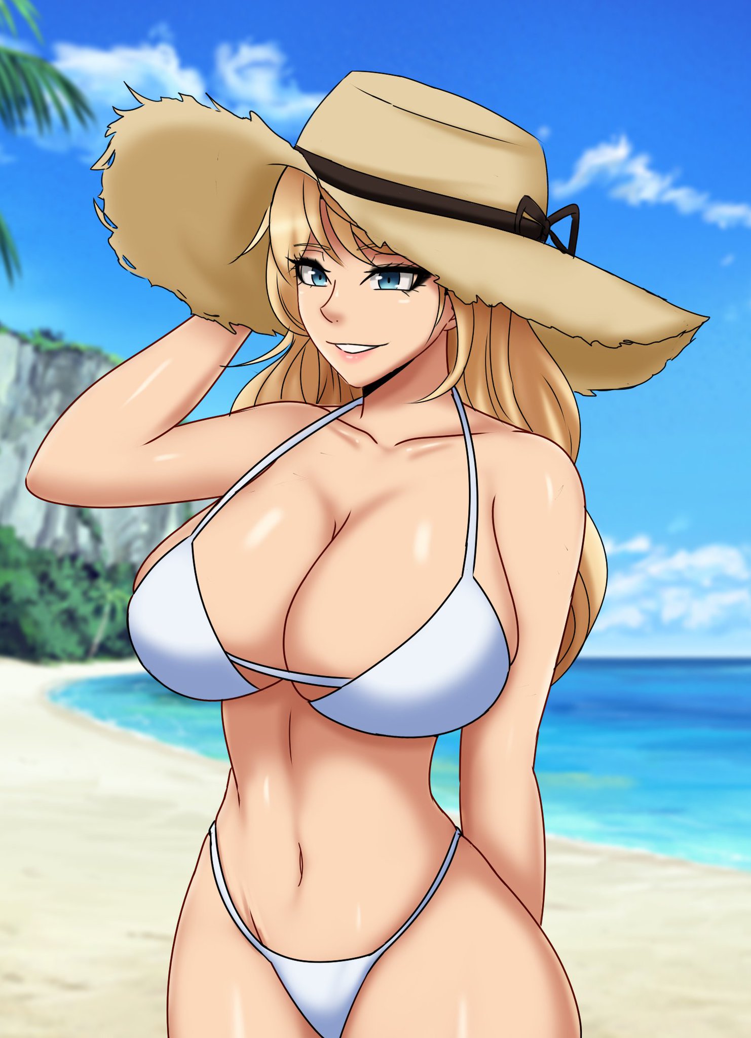 1girls, alluring, beach, bikini, bravebengal, female, married female, mature female, original character, solo, solo female, supermodel, swimsuit