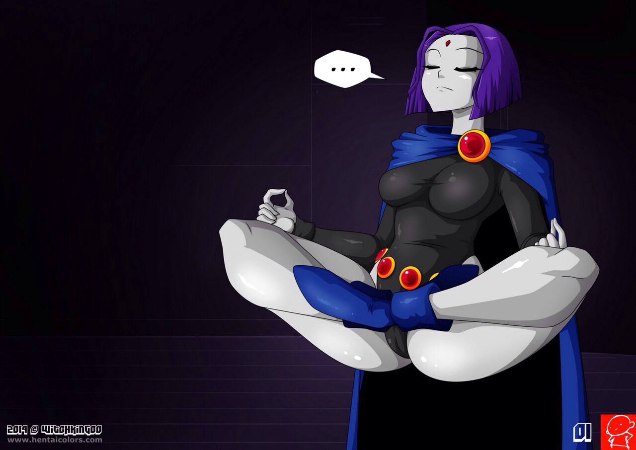 1girls, breast expansion, breast growth, breast growth (enlargement), breasts, comic, dc, dc comics, english text, expansion, female, page 1, rachel roth, raven (dc), teen titans, thick thighs, transformation, witchking00
