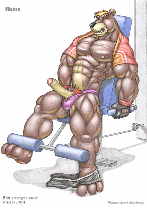 1boy anthro bear braford erection male male_only mammal muscular penis solo