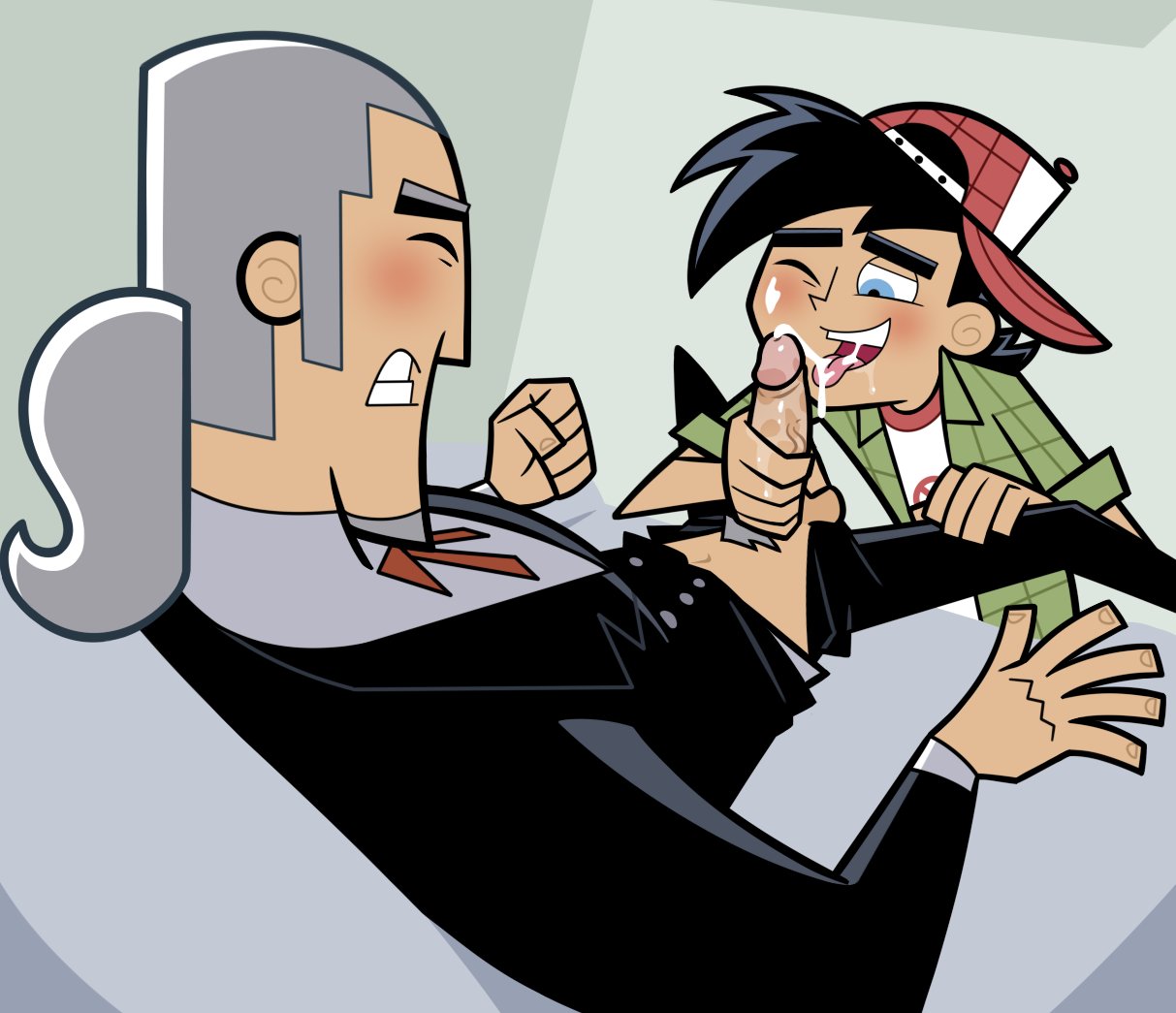 accurate art style, balls, blush, cum in mouth, cumming, danny fenton, danny phantom, ejaculation in mouth, fun danny, gay, gay male, male, male only, nickelodeon, older male, older male and younger male, on model, penis, pleasure face, pompouspep, puffyphantom, teenage male, vlad masters, yaoi