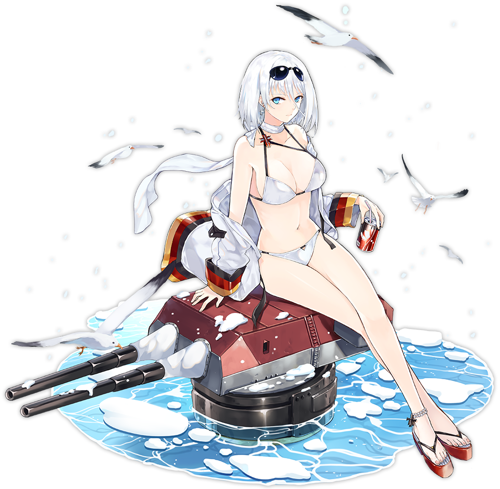 anklet azur_lane bikini bird blue_eyes breasts can cannon cg choker cleavage coat collarbone cross cross_earrings crossed_legs earrings eyewear_on_head female full_body gacha game german_flag holding iron_blood_(azur_lane) jewelry large_breasts looking_at_viewer machinery navel off_shoulder official_alternate_costume official_art rigging sandals scarf seagull short_hair side-tie_bikini_bottom sidelocks sitting solo stomach sunglasses swimsuit tirpitz_(azur_lane) tirpitz_(snow_melting_summer)_(azur_lane) transparent_background turret white_bikini white_hair