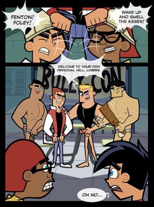 all_male balls bullying comic danny_fenton danny_phantom dash_baxter erection fear gay harzu humiliation jockstrap kwan locker_room male male_focus male_only paddle penis tucker_foley