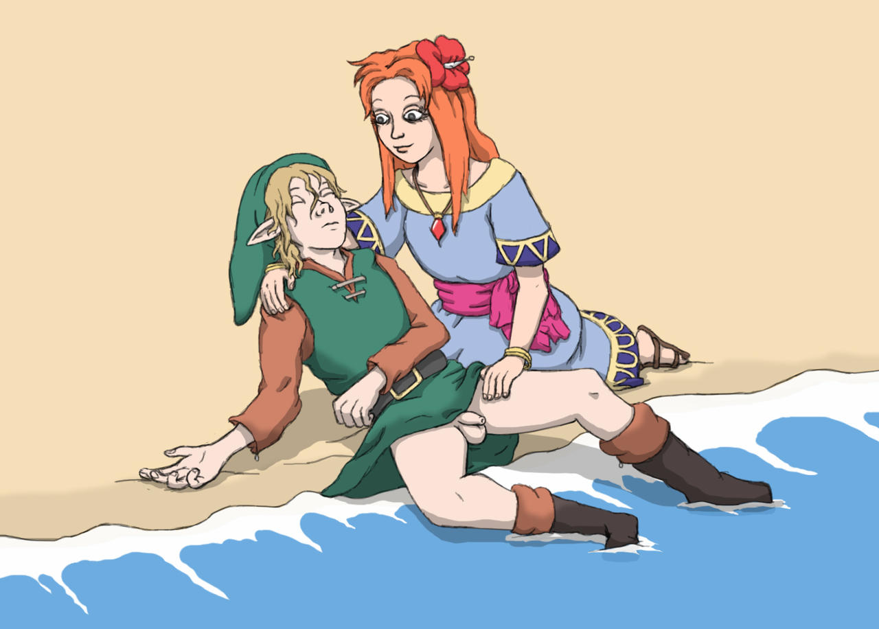 1boy 1girls balls beach bottomless bottomless_male cfnm clothed_female_nude_male female foreskin link link's_awakening male marin newsoup penis sleeping the_legend_of_zelda uncircumcised uncut young