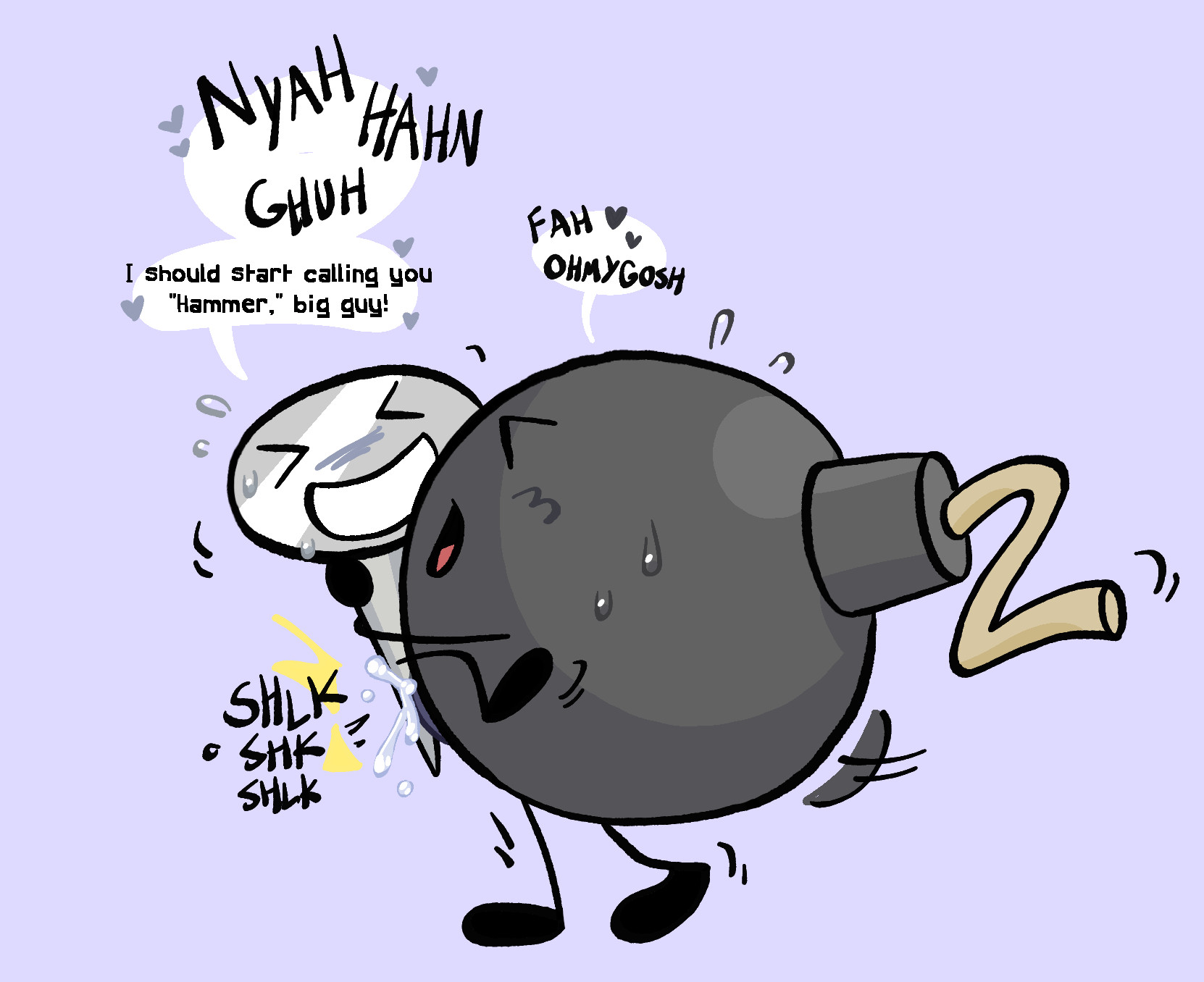 1boy, 1girls, 2025, animate inanimate, battle for dream island, bfdi, bigger male, blue blush, blush, blush lines, bomb, bomby (bfdi), compliment, complimenting partner, english text, female, female penetrated, happy, happy female, hugging, hugging partner, male, male penetrating, male/female, moaning, moaning in pleasure, moonl1temans1on, motion lines, nail, naily (bfdi), object sex, object shows, onomatopoeia, pussy, sex, smaller female, smile, stand and carry position, stick arms, stick legs, stick limbs, tagme, text, thrusting, thrusting into pussy, vaginal penetration, vaginal sex