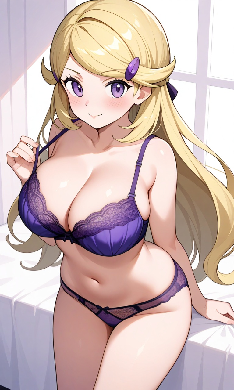 ace_trainer_(pokemon) ace_trainer_(pokemon_xy) ai ai_generated astrid_(pokemon) blonde_female blonde_hair blonde_hair_female bra game_freak hair_clip hair_ornament long_blonde_hair long_hair looking_at_viewer nintendo panties pixai pokemon pokemon_xy purple_bra purple_hair purple_panties purple_underwear smile smiling smiling_at_viewer underwear yellow_hair