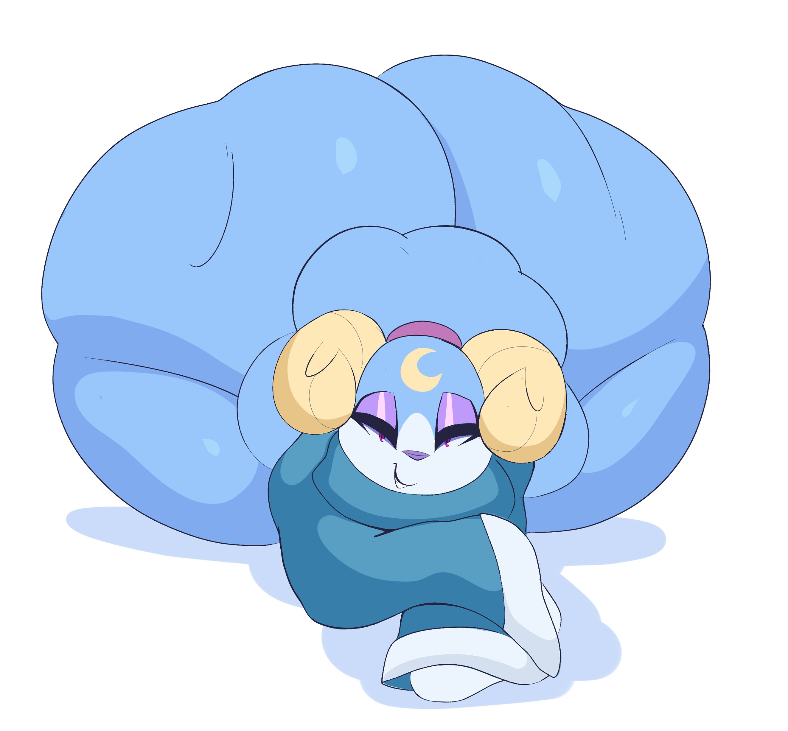 1girls, anthro, anthro only, ariem, arizonathevixen, ass, ass bigger than body, ass focus, big ass, blue body, blue fur, blue skin, bubble ass, bubble butt, caprine, chubby, chubby female, female, female only, front view, furry, furry only, huge ass, hyper, hyper ass, massive ass, no humans, no visible genitalia, no visible nipples, ram, ram horns, solo, solo female, sonic (series), sonic dream team, tagme, thick thighs, white sclera, wide hips