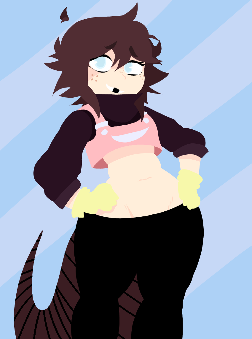 big_ass brown_hair cyan_eyes femboy furry_tail male missing_tooth noisey noisey_the_rat oc rat rat_tail sfw thick_thighs tiktok