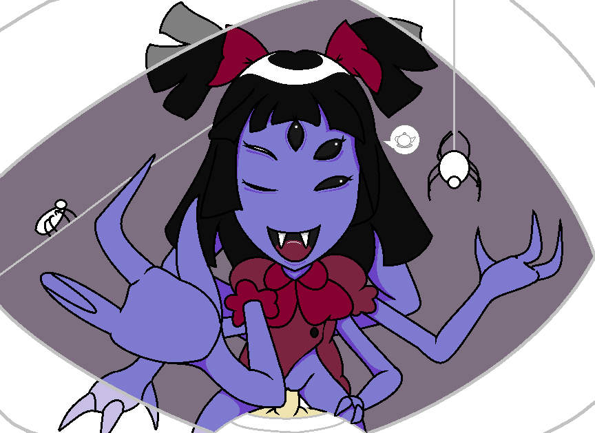 6_arms arachnid arthropod dress fangs female human lil_scooter56 looking_at_viewer mammal muffet multi_arm multi_eye multi_limb pov sex smile spider spider_web tea_pot undertale undertale_(series)