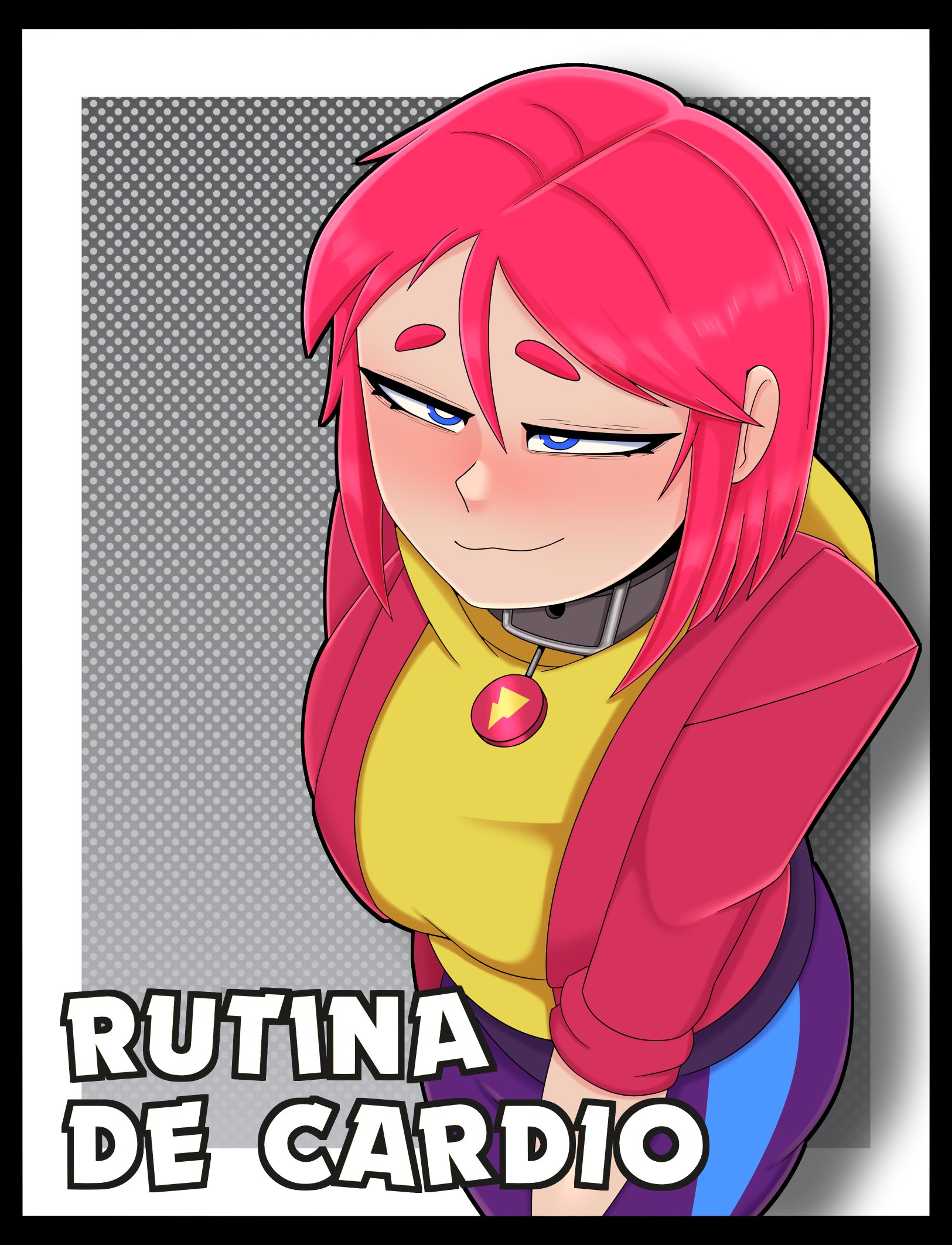 1girls, blue eyes, brawl stars, ceo of lizards, choker, comic, female, female focus, female only, light skin, light-skinned female, max (brawl stars), red hair, short hair, solo, solo female, solo focus, spanish text, streetwear max, tagme, text, topwear