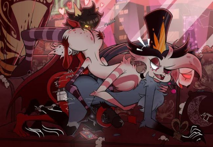 angel dust (hazbin hotel), ass, ass grab, ass up, gay, hazbin hotel, helluva boss, male, rimming male, stolas (helluva boss), tagme