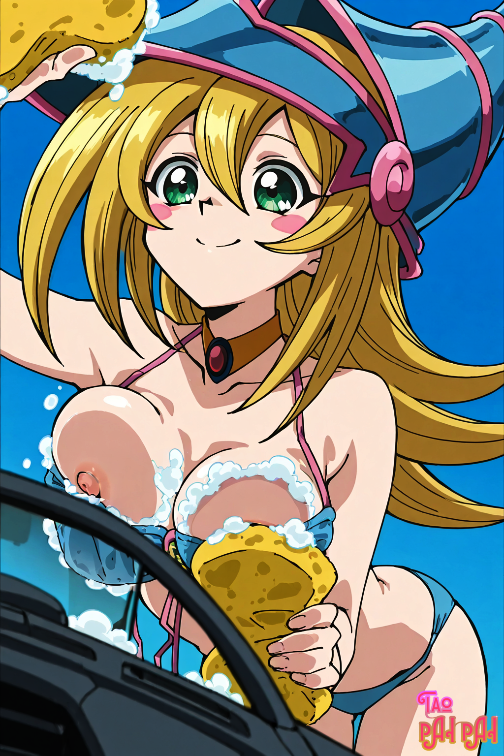 breasts car car_wash car_washing dark_magician_girl taopaipai1 tits_out yu-gi-oh! yugi_muto