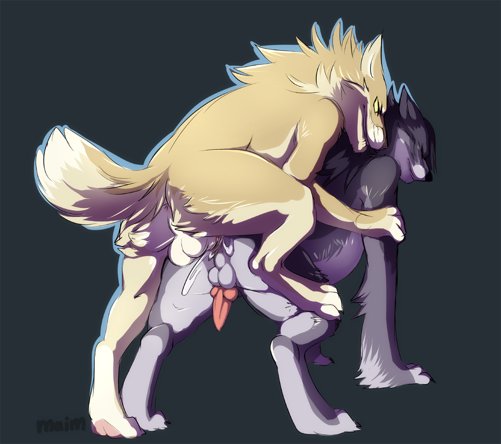 anal anal_sex anus ass balls canine closed_eyes cum cum_in_ass cum_inside doggy_style edit from_behind furry gay knot maim male no_humans nude penetration penis sex wolf