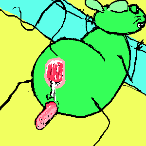 12_oz_mouse 1boys adult_swim anthro anus from_behind furry green_fur male_only mouse mouse_fitzgerald penis solo solo_male spread_anus spread_legs stretched_anus tagme yellow_background