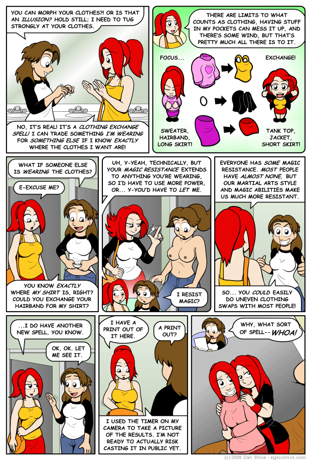 2008 brown_hair comic dan_shive el_goonish_shive ellen_dunkel jeans nanase_kitsune nipples nude_edit red_hair skirt sweater t-shirt tagme tank_top topless_female webcomic