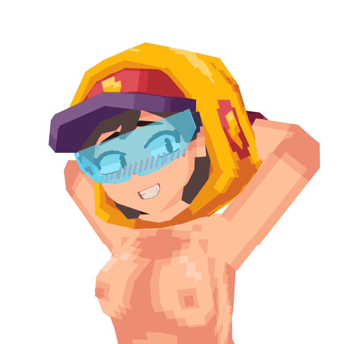 brawl_stars breasts brown_hair low_poly max_(brawl_stars) mc-zbm minecraft streetwear_max supercell