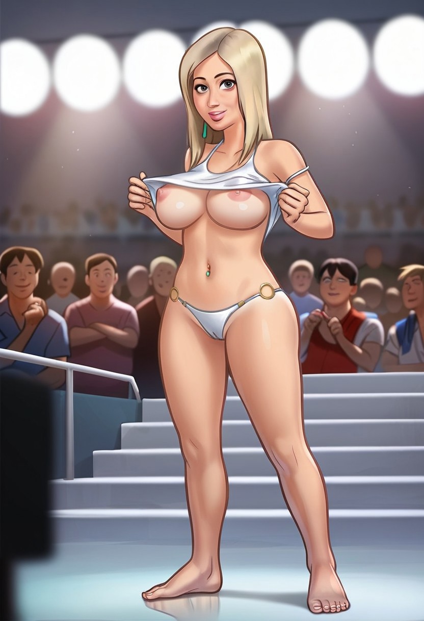 1girls 2d_(artwork) ai_generated areolae blonde_female blonde_hair blonde_hair bra breasts cameltoe civitai digital_drawing_(artwork) digital_media_(artwork) female female_focus female_only iwanka_(summertime_saga) kiwimike light-skinned_female light_skin medium_breasts panties pose posing pussy pussy_lips pussy_peek shirt_lift shirt_up showing_off summertime_saga tank_top tank_top_lift thick_thighs underwear vagina