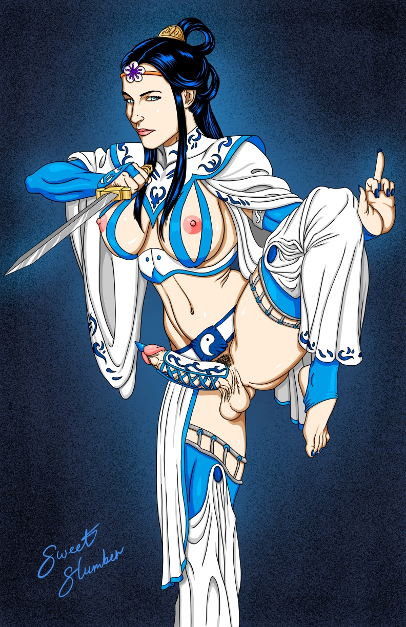 1futa, asian, balls, breasts, feet, futa only, futa urethral insertion, futanari, geisha, hair, intersex, large breasts, nail polish, penile urethral insertion, penis, plum ardour, pubic hair, solo, sweet slumber, sword, testicles, toenail polish, urethral insertion, weapon