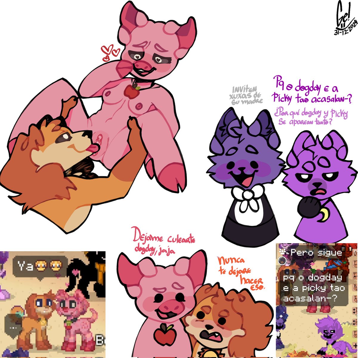 anthro anthro_on_anthro anthro_only barefoot big_mouth_(anatomy) black_nose black_sclera canine catnap catnap_(poppy_playtime) critters_(poppy_playtime) dogday dogday_(poppy_playtime) doggy domestic_cat domestic_dog domestic_pig feline fur furry_only long_tail no_humans orange_fur orange_skin panyquesoooxd picky_piggy_(poppy_playtime) pickypiggy pig pink_body pink_fur pink_skin poppy_playtime poppy_playtime_(chapter_3) pupils purple_fur purple_skin purple_tail sex smiling_critters tagme