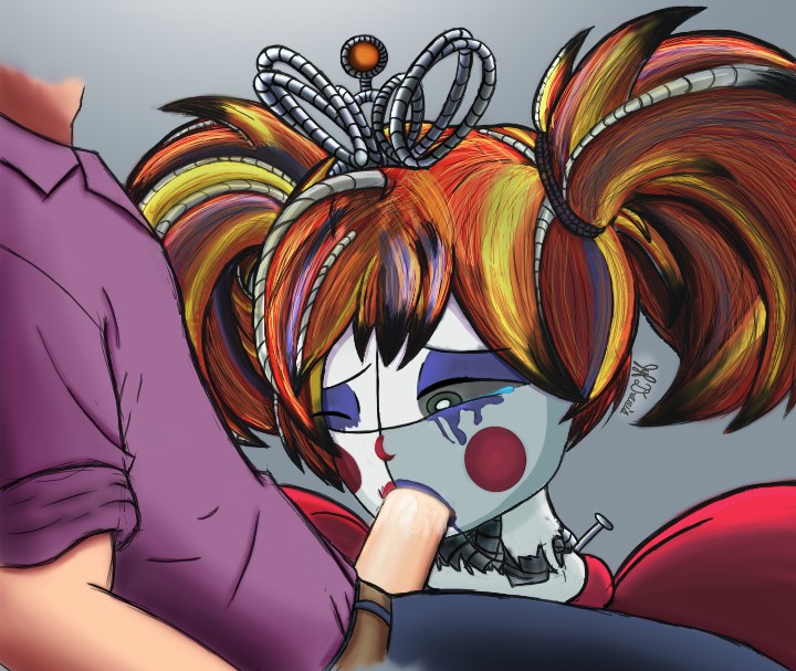 1boy, 1girls, baby (fnafsl), blowjob, circus baby, circus baby (fnaf), crying, fellatio, female, five nights at freddy's, freddy fazbear's pizzeria simulator, incest, lipstick, ls, male, mascara, michael afton, robot, scottgames, scrap baby, scrap baby (fnaf), straight