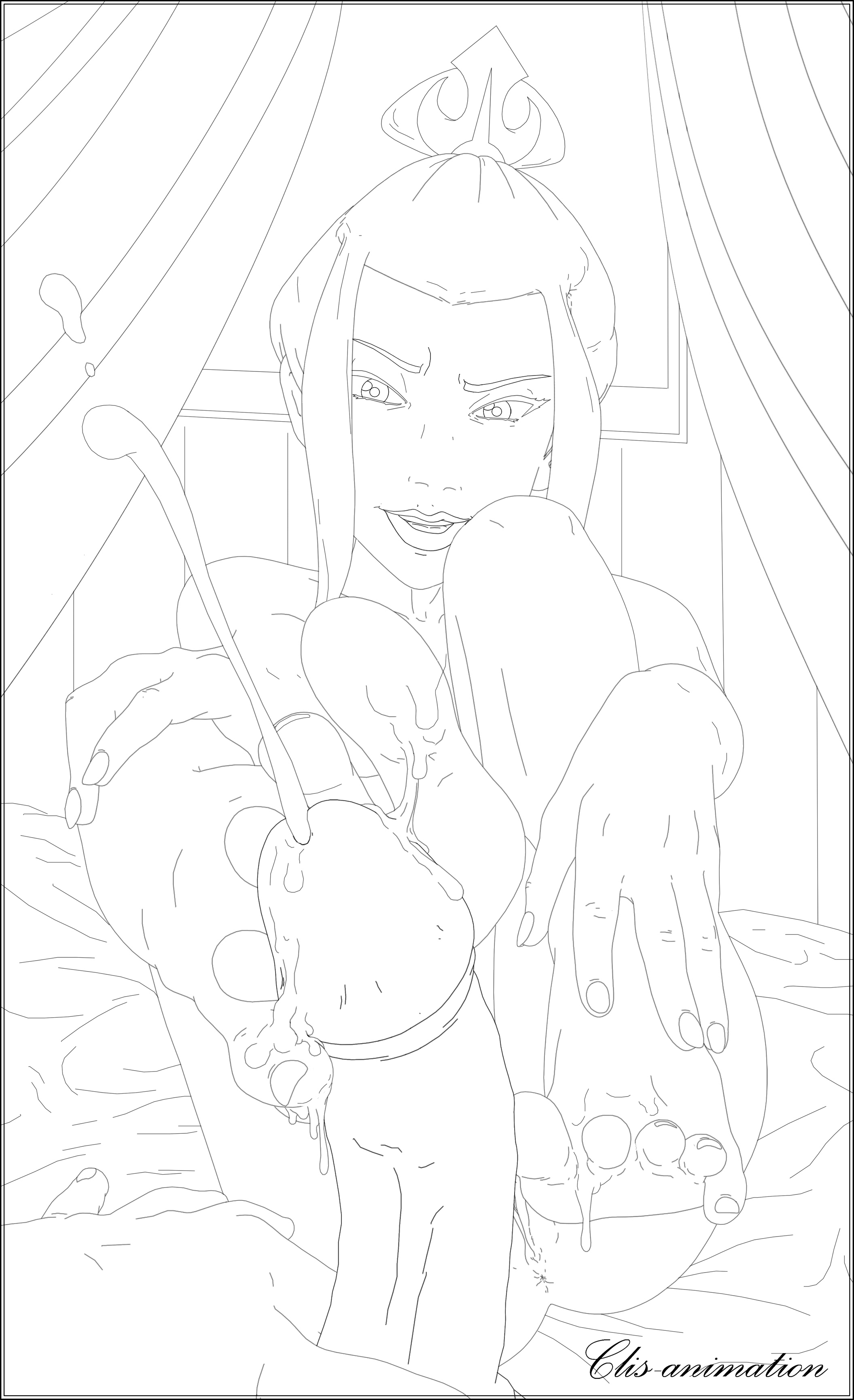 after oral, anus, avatar the last airbender, azula, clis, cum, cum on feet, feet, female, foot fetish, footjob, male, monochrome, oral, penis, toes