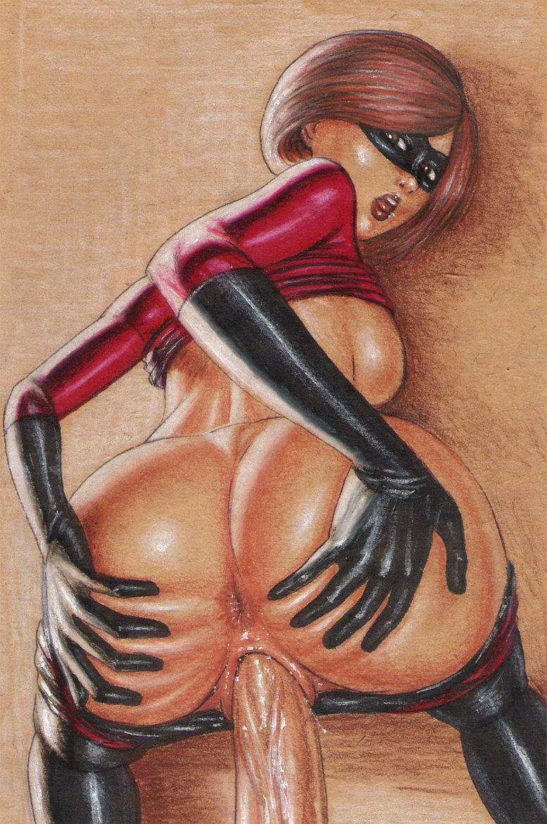 all fours, anus, ass, backboob, bent over, breasts, brown hair, disney, doggy style, edithemad, elastigirl, face down ass up, female, from behind, functionally nude, gloves, helen parr, human, latex, male, mask, pants down, partial male, penetration, penis, pixar, pov, pussy, sex, short hair, smooth skin, spread ass, straight, superheroine, the incredibles, vaginal penetration