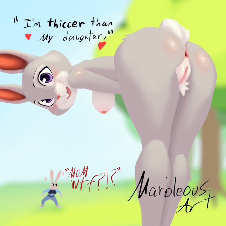 age_difference anthro anus ass bent_over big_breasts big_butt big_ears big_eyes blurred_background blurred_character blush blush_lines bonnie_hopps bragging breasts buckteeth clothing countershade_butt countershade_face countershade_fur countershade_tail countershade_torso countershading crotch_tuft daughter_(lore) dialogue disney duo embarrassed female field fluffy fluffy_tail forest forest_background fur genitals grass grey_body grey_butt grey_fur grey_tail happy heart_symbol innie_pussy judy_hopps lagomorph leporid looking_at_viewer mammal marbleous mature_anthro mature_female mother_(lore) mother_and_child_(lore) mother_and_daughter_(lore) nature nature_background nipples nude nude_anthro nude_female older_female open_mouth outside parent_(lore) parent_and_child_(lore) parent_and_daughter_(lore) plant police police_uniform presenting presenting_anus presenting_hindquarters presenting_pussy pubes public public_exposure public_nudity purple_eyes pussy question_mark rabbit rear_view slightly_chubby slightly_chubby_female smile smiling_at_viewer tail talking_to_another talking_to_viewer teeth text thick_thighs tongue tree tuft uniform white_body white_fur white_pussy white_tail wide_hips zootopia