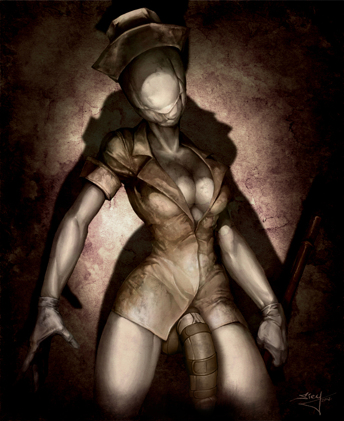 1futa, binding, bubble head nurse, cleavage, evil, faceless, futa only, futanari, intersex, konami, nurse (silent hill), penis, serj, silent hill, silent hill 2, solo, spirit, tagme, wrench
