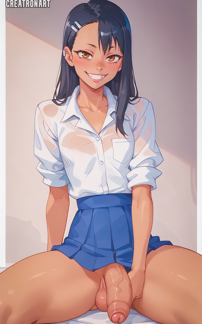 1futa ai_generated clothed clothing creatronart erect_penis erection futa_only futa_sans_pussy futanari hayase_nagatoro huge_cock looking_at_viewer no_panties penis_out please_don't_bully_me,_nagatoro school_uniform seducing_viewer seductive_look seductive_smile sitting