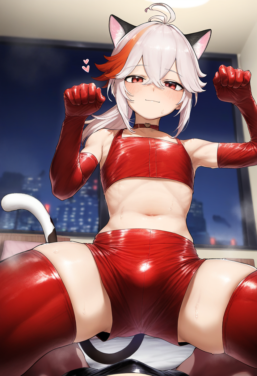 1boy ai_generated big_thighs blackcatmeow cat_ears cat_tail catboy femboy femboy_only genshin_impact girly huge_thighs kaedehara_kazuha large_thighs latex male male_only thick_thighs thighs trap voluptuous