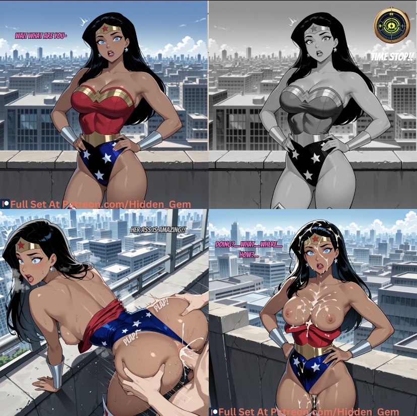 1boy, 1girls, ai female, ai generated, anal, anal sex, anus, ass, ass focus, ass grab, back view, before and after, big ass, big breasts, breasts, breasts out, corrupted, dc, dc comics, defeat, defeat sex, defeated, defeated heroine, diana prince, doggy style, duo, emotionless, emotionless sex, eyeless male, female, forced, hidden gem, justice league, justice league unlimited, leotard, leotard aside, male, mind break, mindbreak, multiple panels, patreon, patreon link, patreon logo, patreon url, patreon username, penis, personality change, pov, pussy, sex from behind, shocked, shocked expression, straight, text, time stop, wonder woman