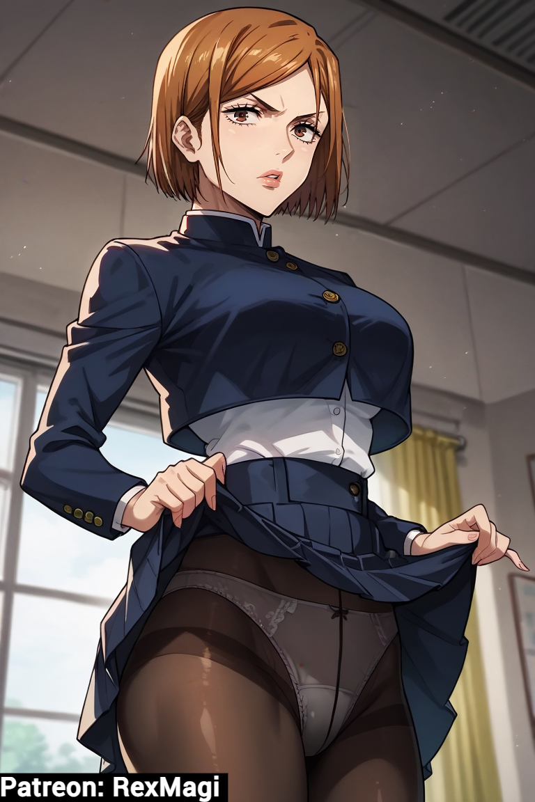 1girls ai ai_assisted ai_generated angry angry_expression angry_face anime annoyed annoyed_expression artist_name bangs bedroom big_breasts blue_jacket blue_skirt breasts brown_eyes brown_hair busty busty_female clothed clothes_lift cropped_jacket curvy curvy_female high_waisted_skirt hips jacket jujutsu_kaisen kugisaki_nobara large_breasts lifting_skirt long_sleeves looking_at_viewer narrow_waist nobara_kugisaki orange_hair panties panties_under_pantyhose pantsu pantyhose perfect_body pleated_skirt presenting_panties rexmagi school_uniform schoolgirl schoolgirl_uniform shirt short_hair showing_panties slim_waist solo solo_female thick_thighs uncensored waiting_for_sex watermark white_panties white_shirt window window_light