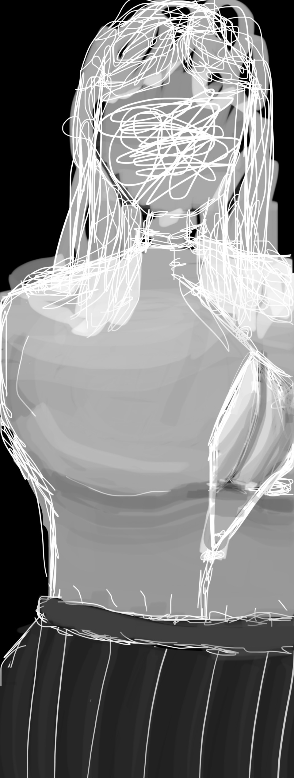big_breasts boob_window cleavage cleavage_window clothed clothing faceless_character faceless_female fully_clothed original_character pleated_skirt school_uniform schoolgirl skirt