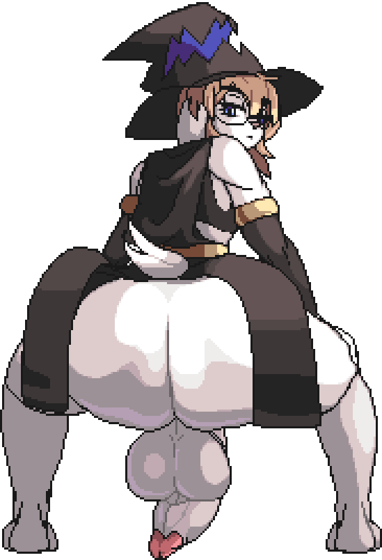 animated animated_gif anthro big_ass big_balls bottomless bunny_ears bunny_girl crtimesnsfw dickgirl exposed_ass flat_chest furry furry_only futa_only futa_sans_pussy futanari gif huge_penis intersex miffy_(cloudbreaker) oc original_character partially_clothed pelvic_curtain pixel_animation pixel_art round_glasses transparent_background witch_hat