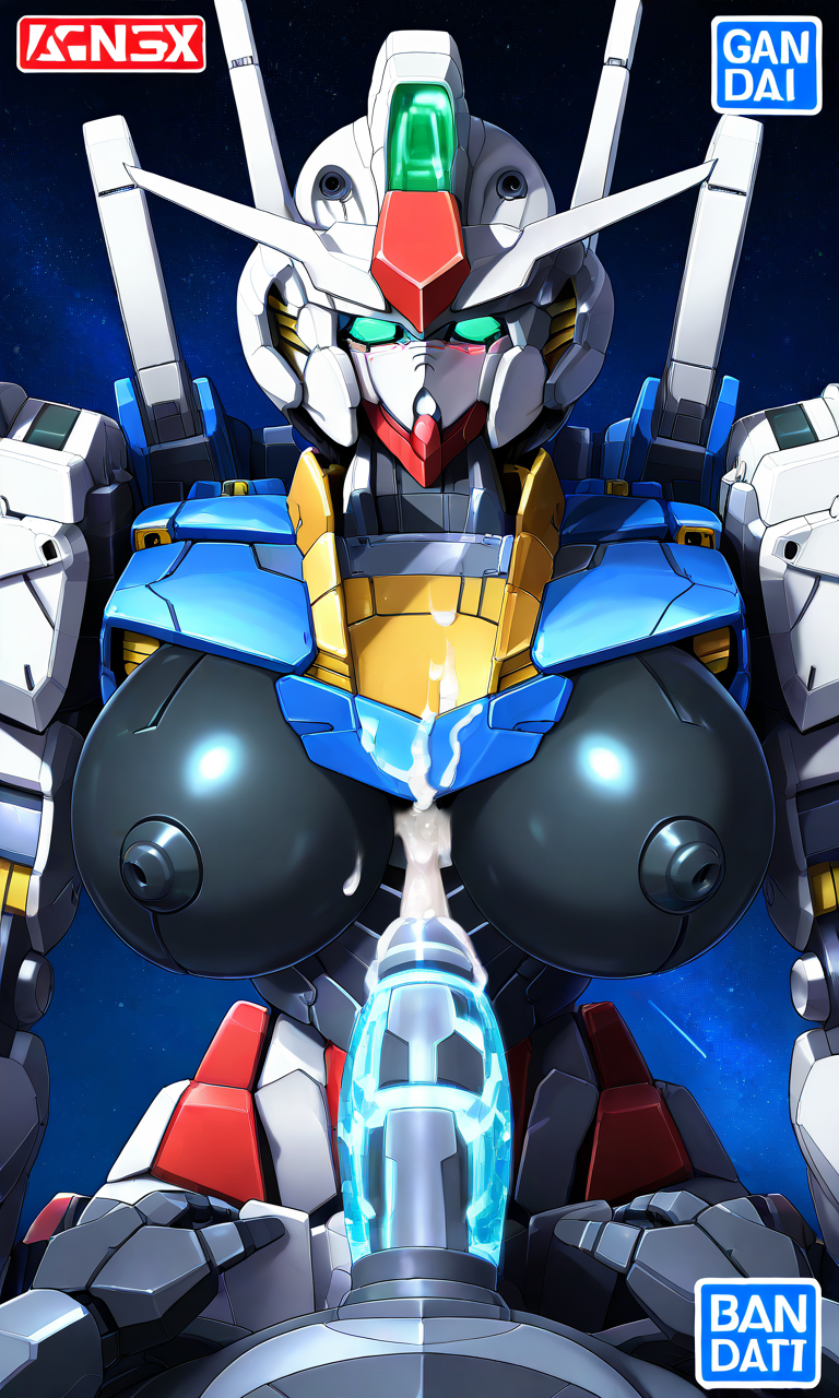 1girls ai_generated big_breasts boobjob breasts cumming female female_focus front_view gundam gundam_aerial gundam_suisei_no_majo humanoid looking_at_viewer mecha mobile_suit robot robot_girl