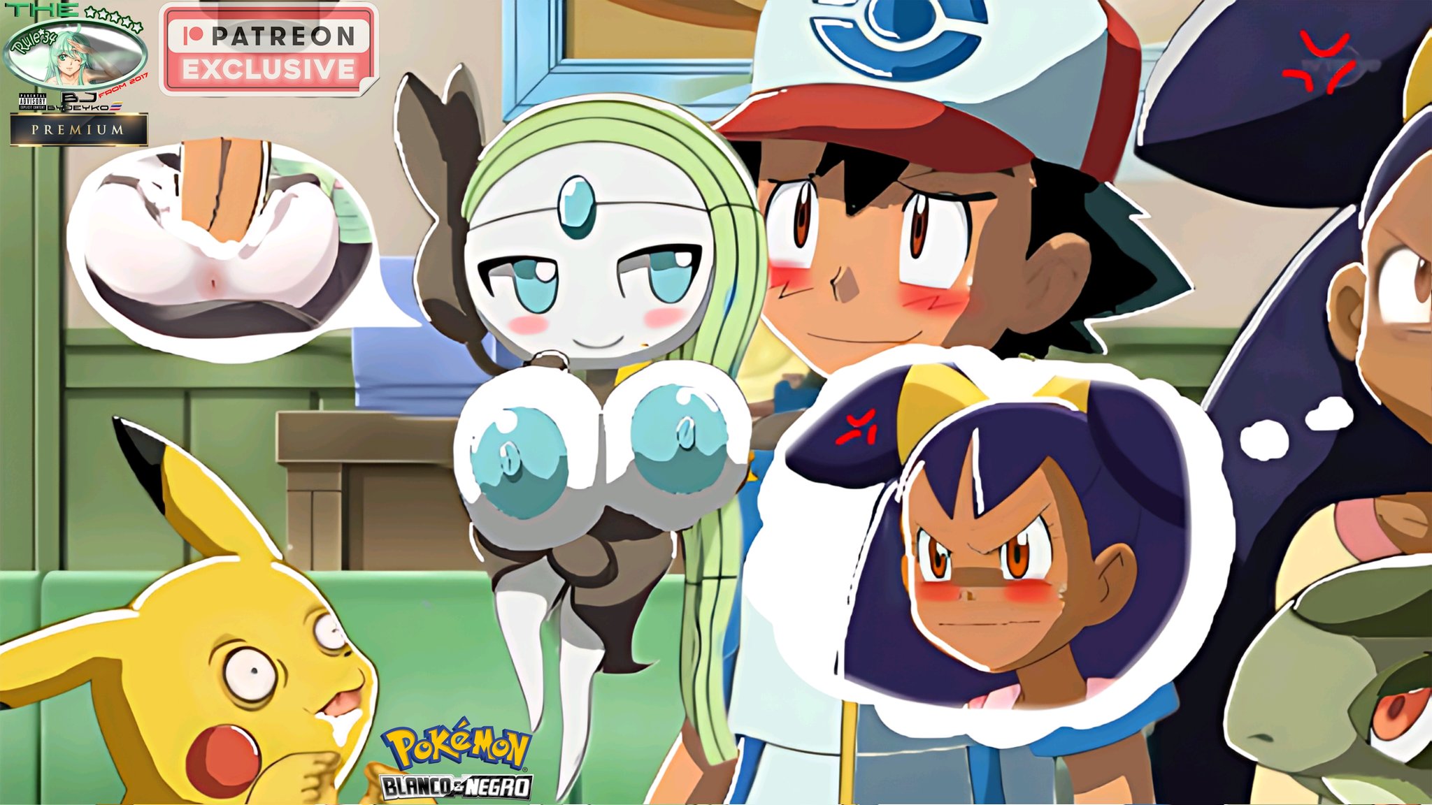 2024, 2girls, ash ketchum, ass, ass bigger than head, ass focus, axew, balls, barely contained, big ass, big butt, big nipples, bjbyjeyko, breasts, bubble butt, bursting butt, byjeyko, creatures (company), dumpy, edited, edited art, edited screencap, eyelashes, fat ass, fat butt, female, game freak, generation 5 pokemon, gigantic ass, green hair, huge breasts, hyper, hyper ass, hyper butt, hyper hourglass, ibispaintx, impossible clothes, impossible clothing, iris (pokemon), legendary pokemon, lipstick, male, meloetta, nintendo, pokémon (species), pokemon, pokemon (species), pokemon bw, purple eyes, pussy, remastered, satoshi (pokemon), screen capture, screencap, screenshot, screenshot edit, sideboob, solo, solo female, thick thighs, unrealistic proportions, voluptuous, voluptuous female, wavy hair