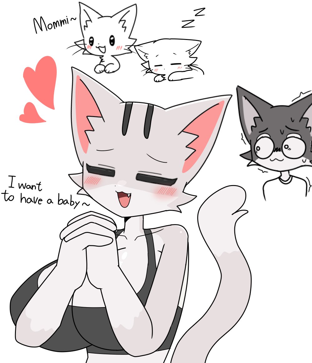 1girls breasts cat_ears cat_tail catgirl feline female furry large_breasts sashitree solo solo_focus tank_top