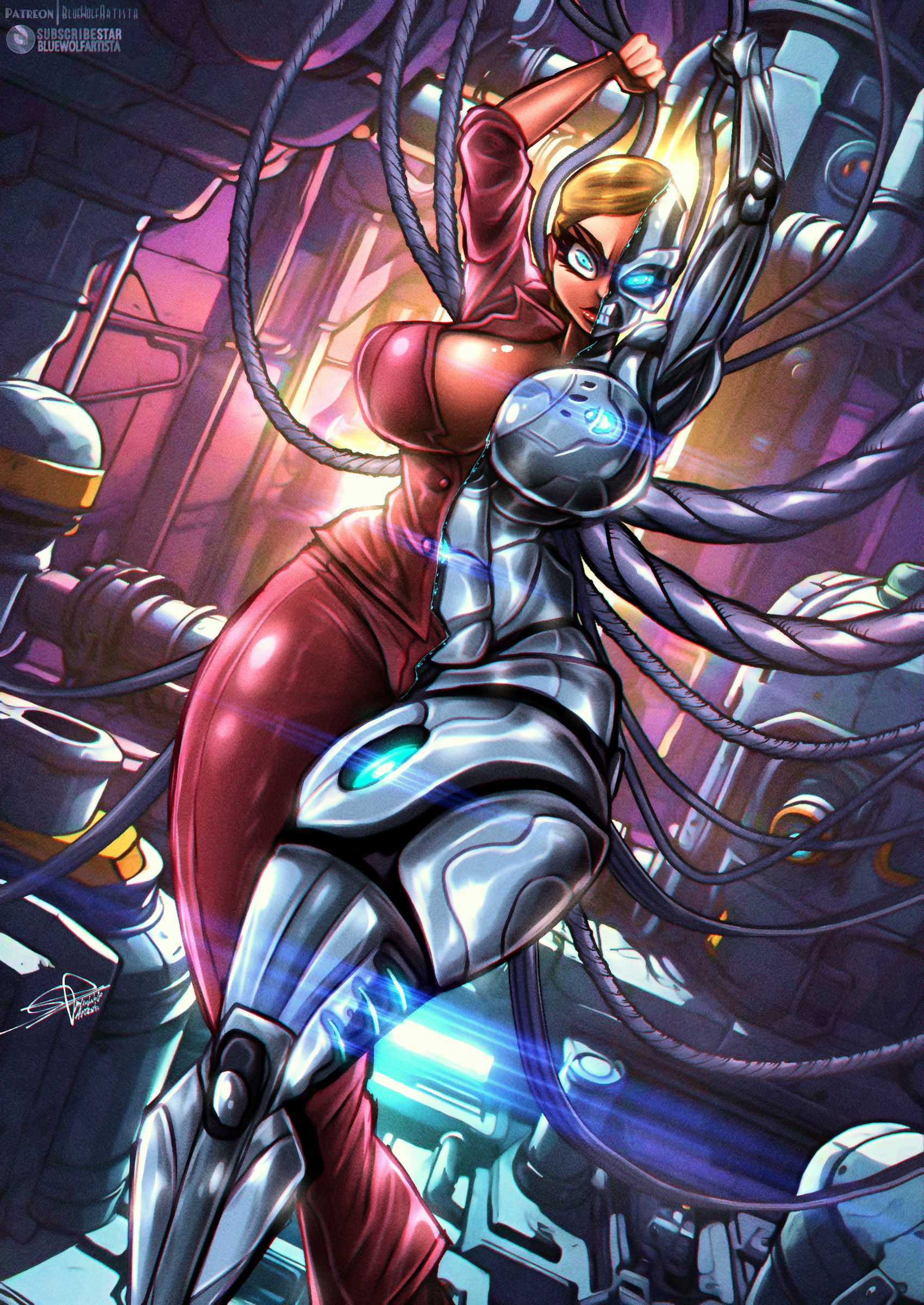 big breasts, blonde hair, blue eyes, bluewolfartista, breasts, commision, cyborg, cyborg girl, female, huge breasts, massive breasts, metal breasts, monster girl, robot, robot girl, science fiction, t-x, terminator, terminator 3: rise of the machines, terminatrix, wide hips