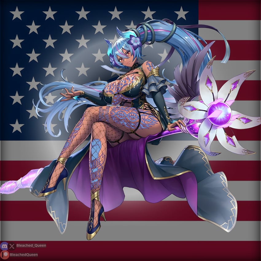absurdres, american, american flag, american flag legwear, ass, black eyes, black hair, black legwear, black nose, black panties, black sclera, bleached, bleached queen, blue tattoo, breasts, brown body, brown eyes, brown hair, brown nipples, brown nose, brown skin, brown-framed eyewear, brown-framed glasses, brown-hair, brown-skinned female, brown-tinted eyewear, cum, cum drip, cum on body, cum on breasts, cum on face, cum on tits, cumshot, dark hair, dark nipples, dark skin, dark-skinned female, discord, discord logo, discord tag, discord username, female, female focus, female human, female only, full body, highres, non-web source, only female, only one naked, only player, patreon, patreon link, patreon logo, patreon only post, patreon url, patreon username, qoh, queen of hearts, queen of hearts tattoo, simple background, solo, solo female, solo focus, solo in panel, tattoo, tattoo on arm, tattoo on back, tattoo on belly, tattoo on breast, tattoo on butt, tattoo on chest, tattoo on legs, tattooed arm, tattoos, thick thighs, third-party edit, twitter, twitter handle, twitter hoodie, twitter link, twitter logo, twitter sample, twitter strip game (meme), twitter url, twitter user oc, twitter username, usa, valkyrie connect, vco
