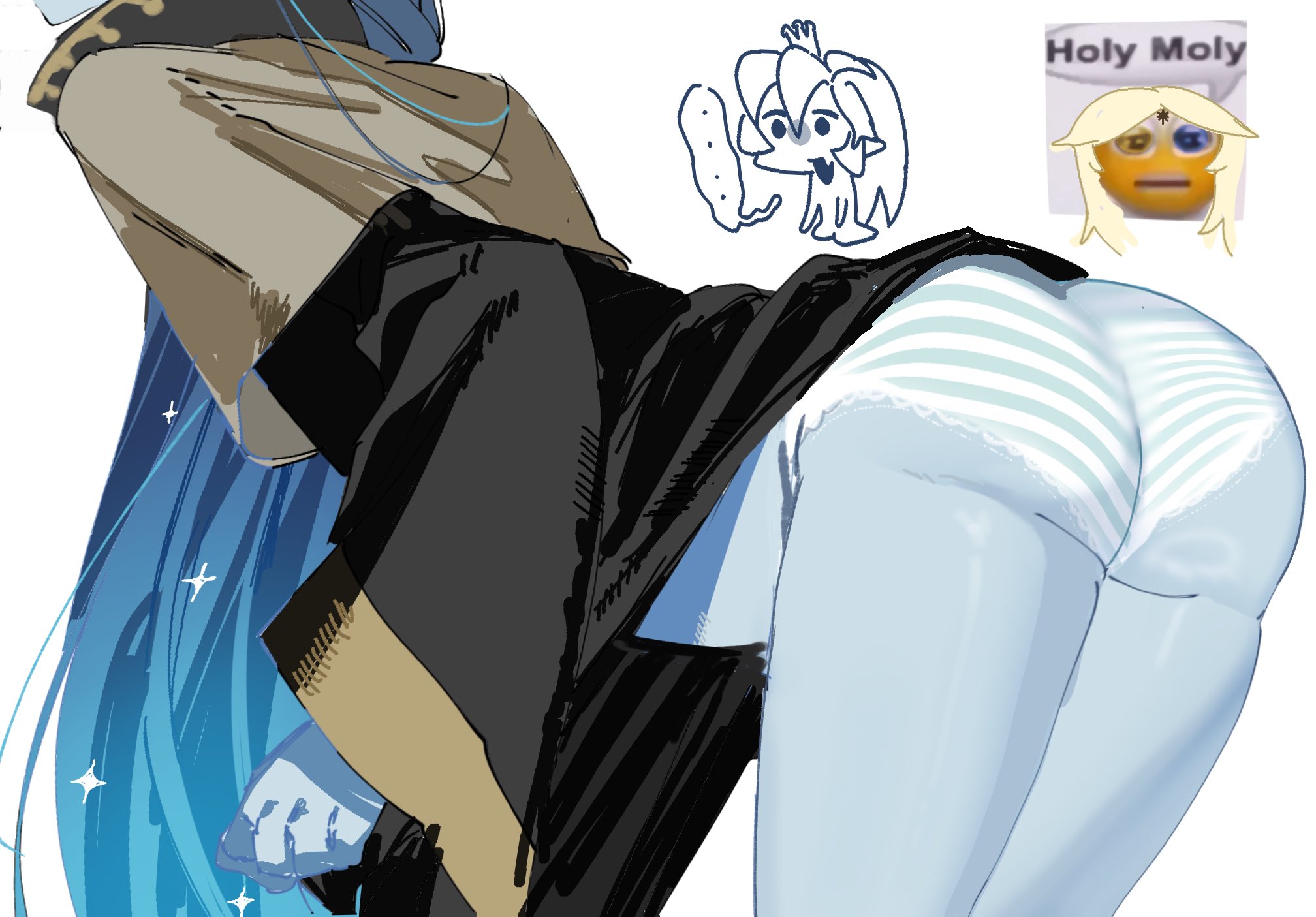 cookie run, cookie run kingdom, dress lift, fount of knowledge, panties, precorruption shadow milk cookie, presenting hindquarters, shadow milk cookie