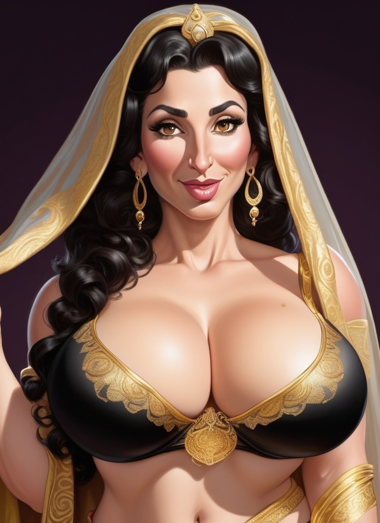 ai ai_generated belly_dancer belly_dancer_outfit big_breasts big_nose middle_eastern middle_eastern_female