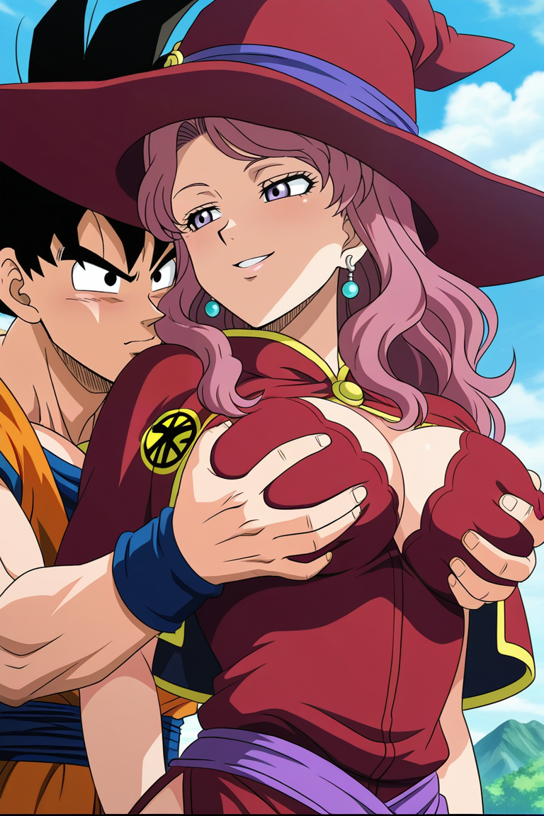 ai_generated black_clover breasts cheating cheating_girlfriend cheating_husband dragon_ball dragon_ball_super dragon_ball_z excited_male goku grabbing grabbing_breasts grabbing_from_behind groping_breasts looking_at_another outside seductive_smile sexy smile son_goku unfaithful vanessa_enoteca