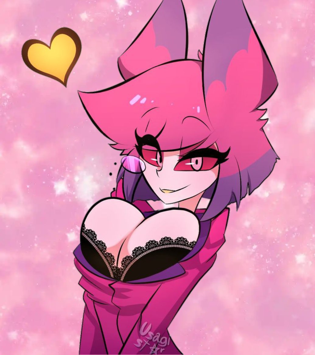 1girl 1girls 2021 2021s alastor_(hazbin_hotel) alastoria_(hazbin_hotel) animal_ears artist_name artist_signature big_breasts breasts camel_toe cameltoe cleavage clothed clothed_female clothing crossgender eyelashes female female_alastor_(hazbin_hotel) female_focus female_only genderswap genderswap_(mtf) hair hazbin_hotel heart heart_symbol hi_res huge_breasts looking_at_viewer monocle mtf_crossgender pink pink_background pink_clothing pink_eyes pink_hair pink_sclera rule63 rule_63 seductive seductive_eyes seductive_look seductive_smile simple_background smile smiling smiling_at_viewer smooth_skin solo solo_female tagme usagi_star vivienne_medrano yellow_heart