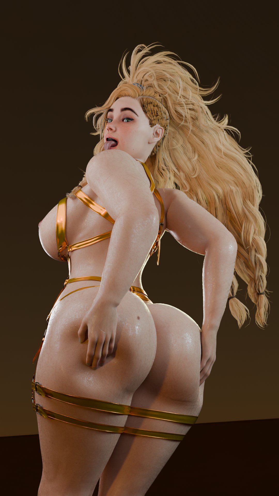 1girls 3d ass big_ass blonde_hair breasts capcom female gemma_(monster_hunter_wilds) lacoux3d monster_hunter nipples solo tongue tongue_out